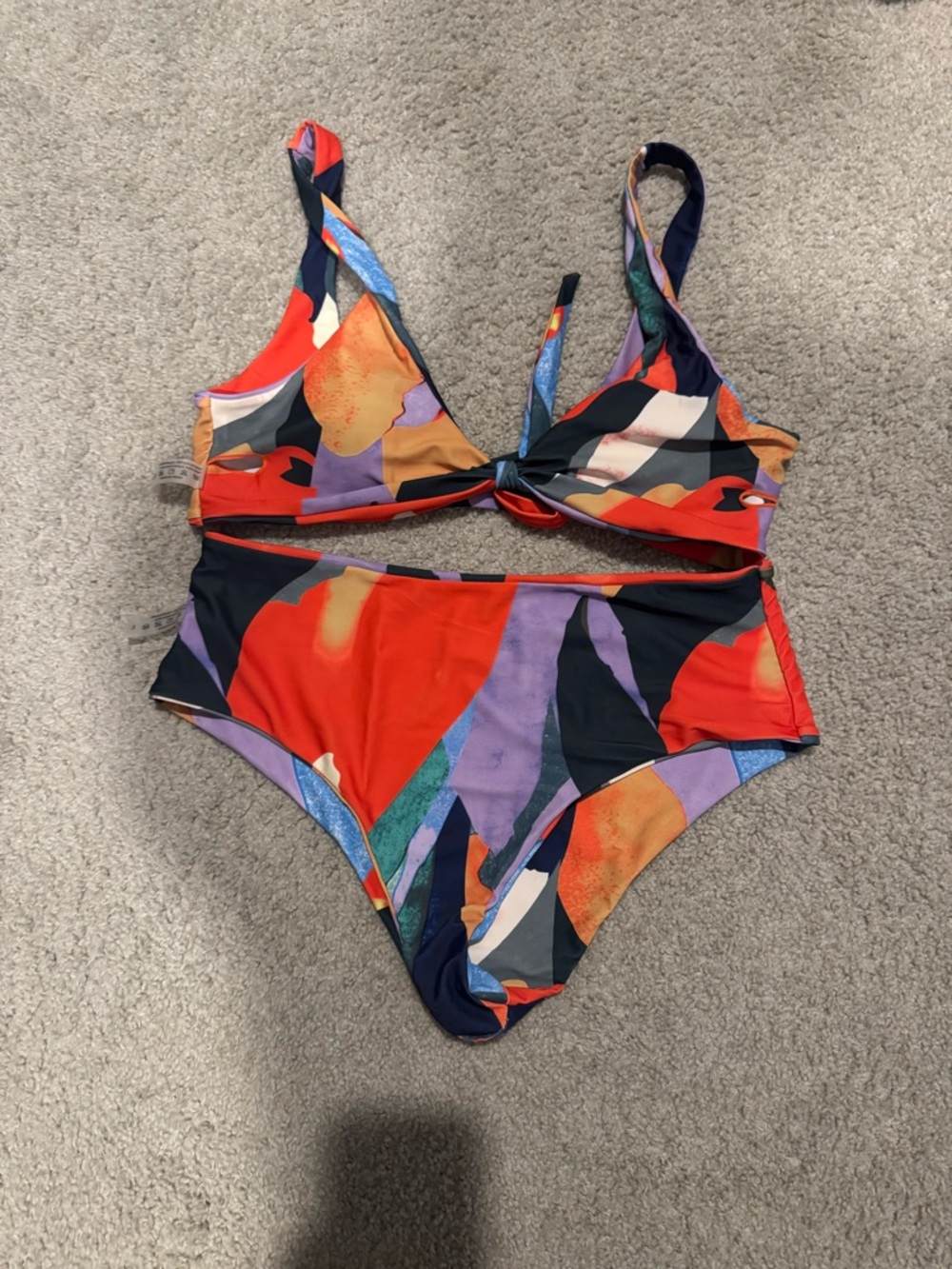 Abstract Print Two-Piece Bikini Set - Multicolor